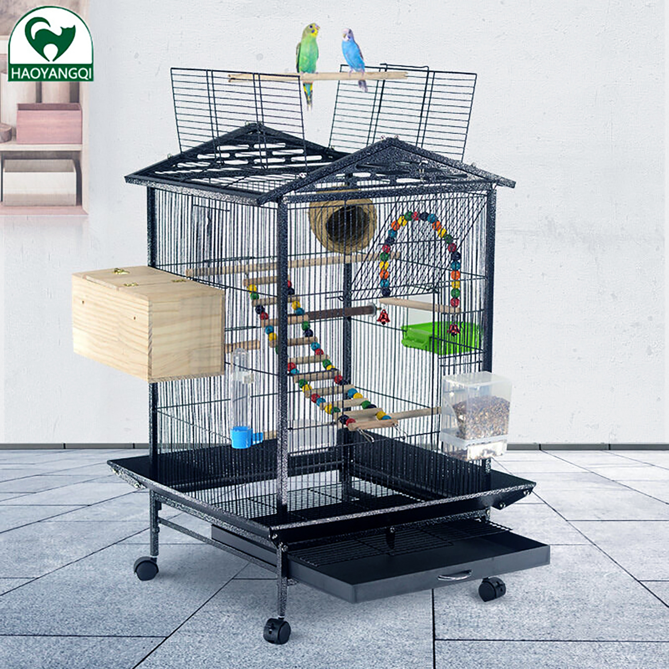 Đặc tính sản phẩm HAOYANGQI lồng bẫy chào mào Kim loại lồng chim đa chức năng nhóm LỒNG CHIM Lồng thú cưng cao cấp chim biệt thự lồng Vẹt